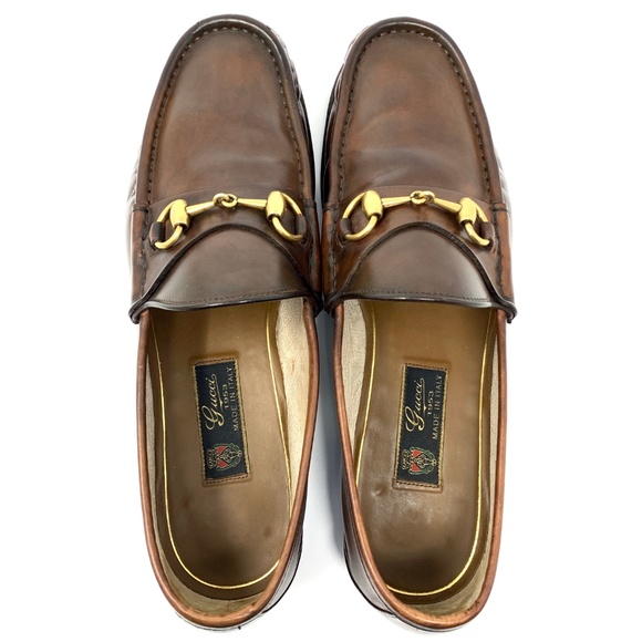 GUCCI 1953 Smoke Brown Leather Gold Bit Loafers - Picture 7 of 8